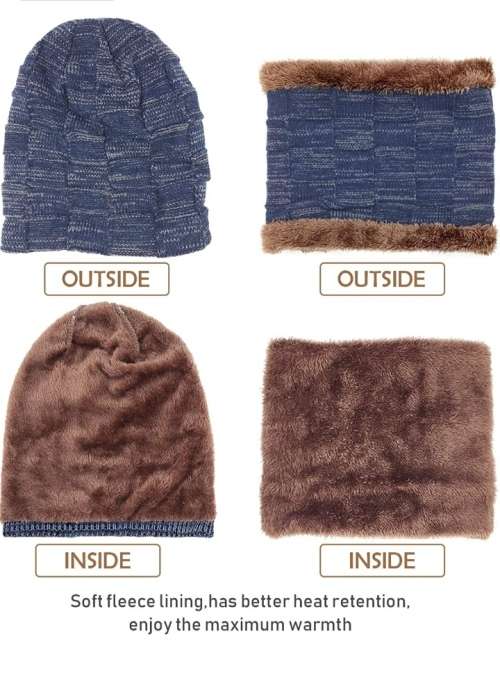 Winter Beanie Hat Scarf Set for Men and Women