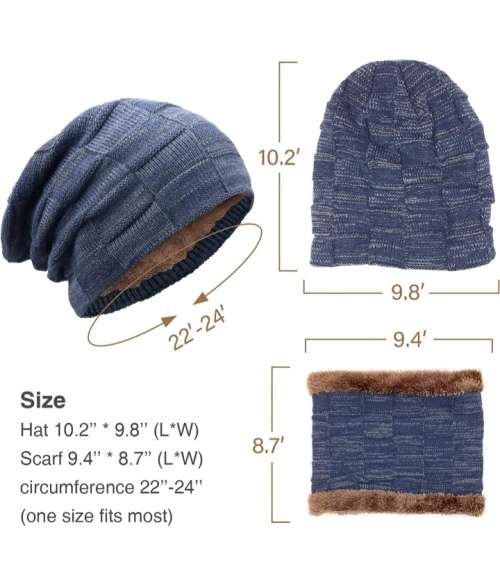 Winter Beanie Hat Scarf Set for Men and Women