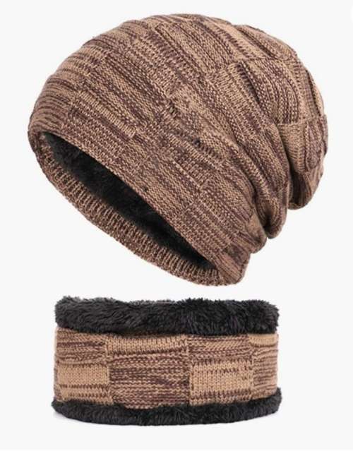 Winter Beanie Hat Scarf Set for Men and Women
