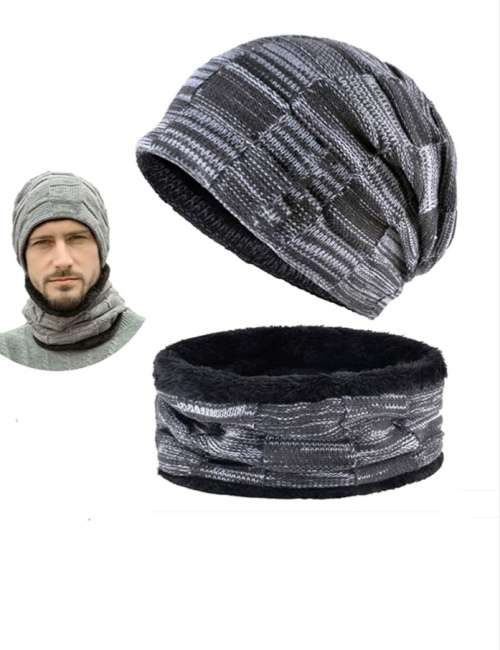 Winter Beanie Hat Scarf Set for Men and Women