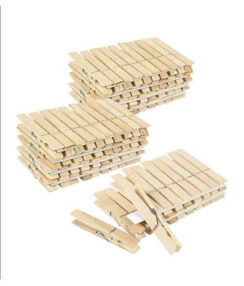 Large Wooden Clothes Pegs Deco Pins - A Pack of 100
