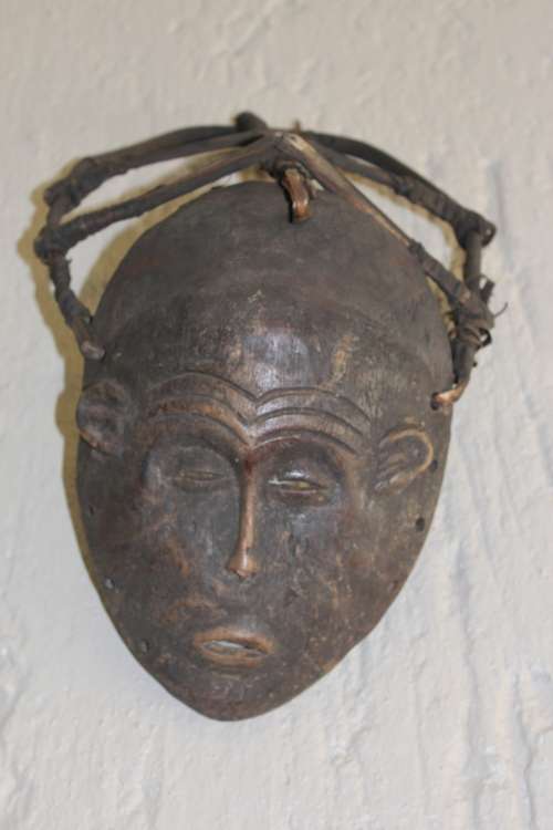 Antique Chokwe Angolan Initiation Mask Circa 1910 - 1920 mask height excl. hood 23cm x 16cm