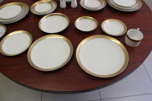 Vintage Gary Barr Versailles Collection 30 piece Dinner Service with 18k gold detail mint condition