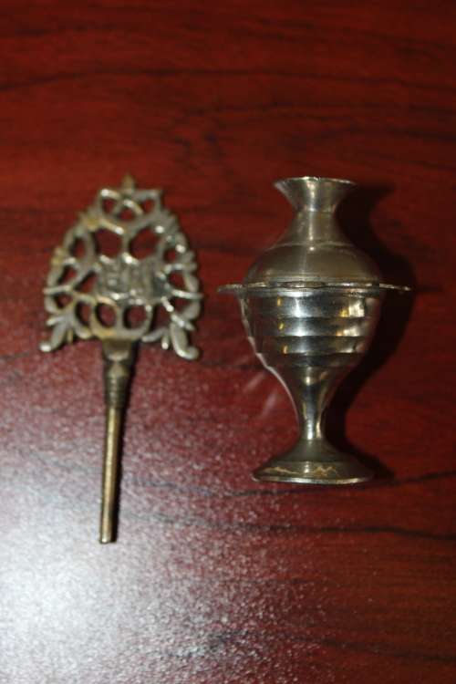 Miniature metal Arabic Looking Scent Bottle 10cm tall
