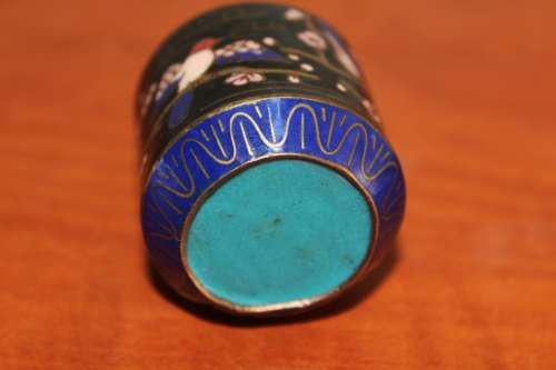 ANTIQUE MINIATURE CLOISONNE TRINKET BOWL 3.8CM TALL