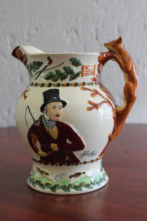 CROWN DEVON, JOHN PEEL HAND PAINTED MUSICAL PITCHER IN FULL WORKING ORDER 20CM BY 18CM