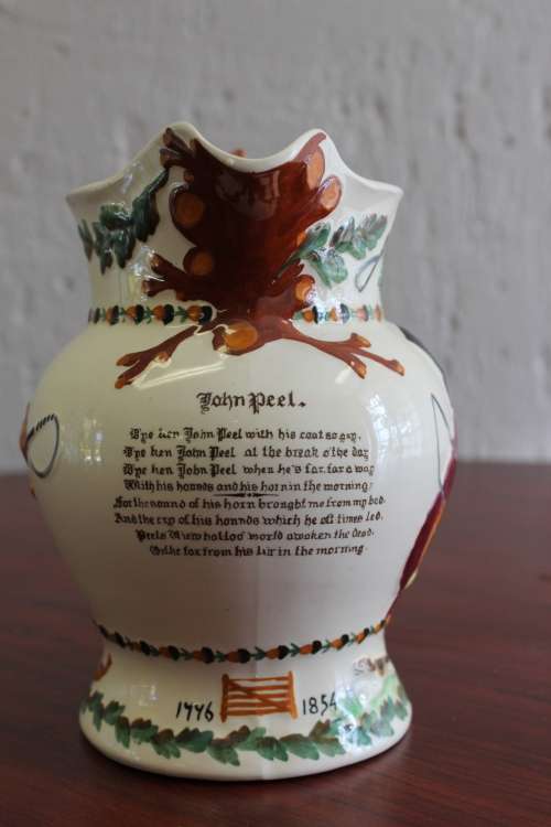 CROWN DEVON, JOHN PEEL HAND PAINTED MUSICAL PITCHER IN FULL WORKING ORDER 20CM BY 18CM