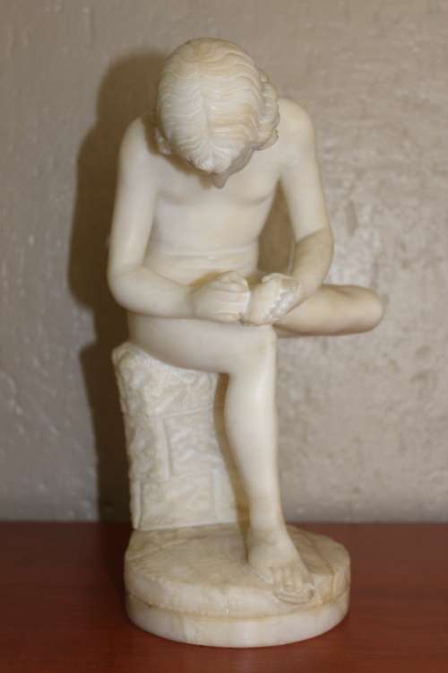 Spectacular 19th Century Italian Alabaster Carving of `SPINARIO` Signed Prof. E Sacchi, 31cm by 17cm