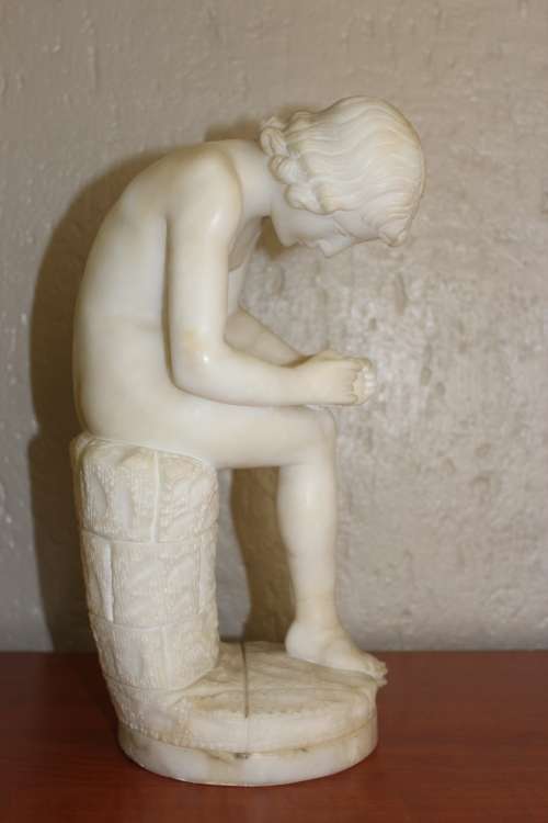 Spectacular 19th Century Italian Alabaster Carving of `SPINARIO` Signed Prof. E Sacchi, 31cm by 17cm
