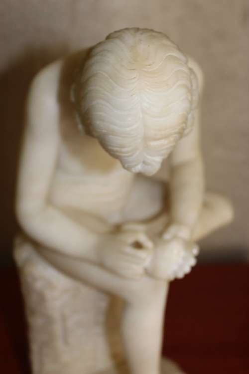 Spectacular 19th Century Italian Alabaster Carving of `SPINARIO` Signed Prof. E Sacchi, 31cm by 17cm