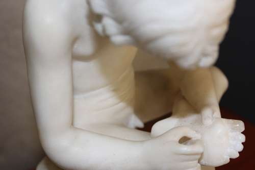 Spectacular 19th Century Italian Alabaster Carving of `SPINARIO` Signed Prof. E Sacchi, 31cm by 17cm