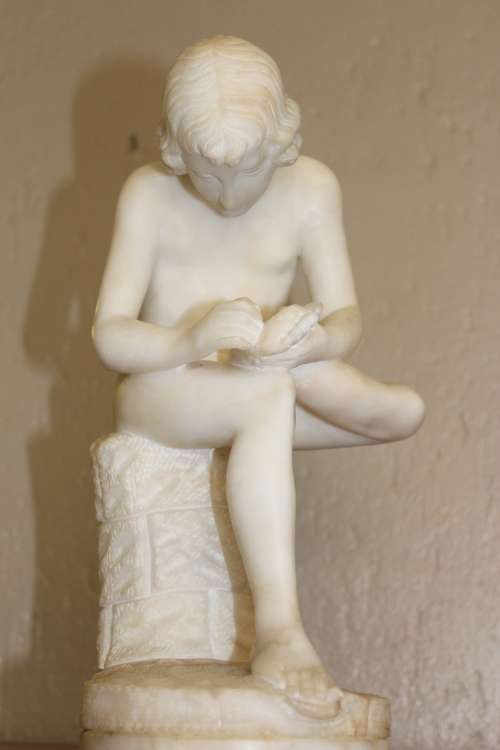Spectacular 19th Century Italian Alabaster Carving of `SPINARIO` Signed Prof. E Sacchi, 31cm by 17cm