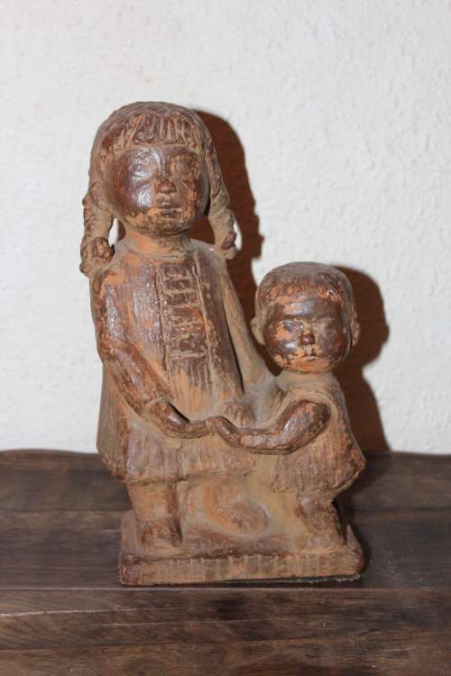 Original 1942 French ceramic Sculpture Signed E. Ebalem dated 1942, 29cm tall by 17cm wide