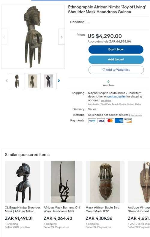 Antique Nimba Fertility Shoulder Mask, 90cm x 17cm Rare and Huge!