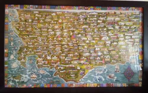 Original Framed and Glass Fronted 1999 Charlotte K. Colonial Map, 104cm x 65cm.