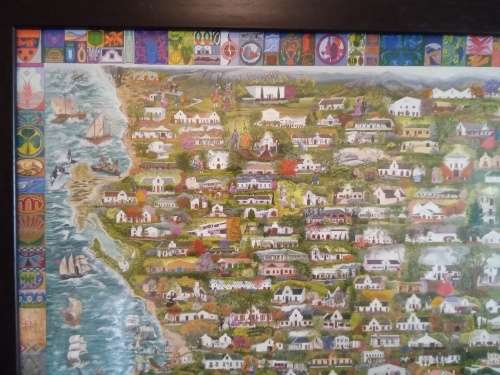 Original Framed and Glass Fronted 1999 Charlotte K. Colonial Map, 104cm x 65cm.