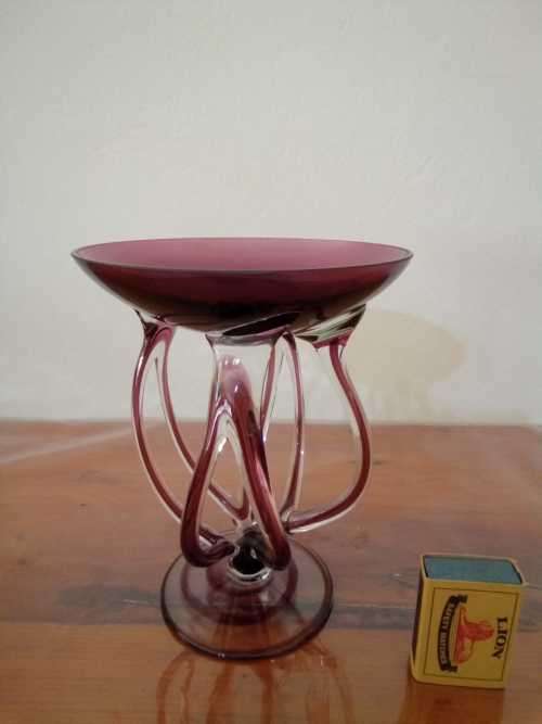 Jozefina hand blown Krosno Jelly Fish Candle Holder 17cm tall