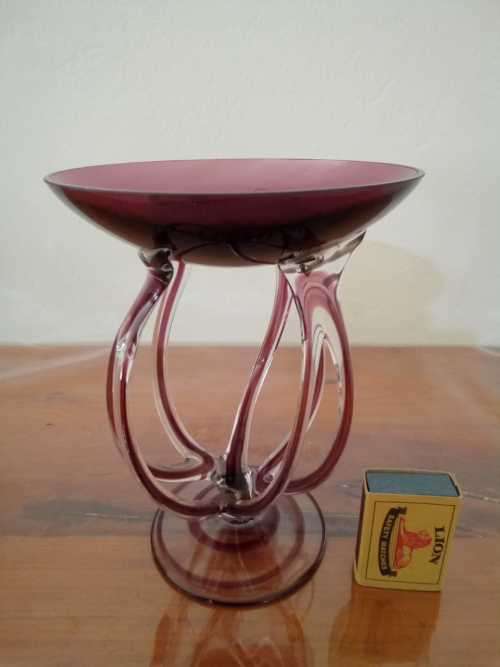 Jozefina hand blown Krosno Jelly Fish Candle Holder 17cm tall