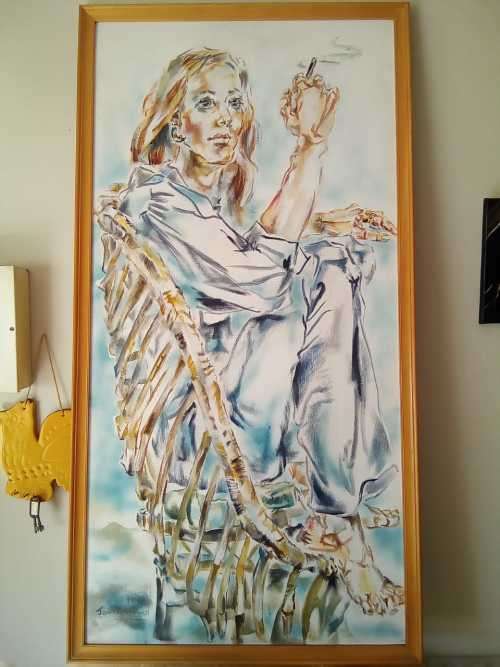 Huge oil on board by Joan Broadley 128cm by 66cm