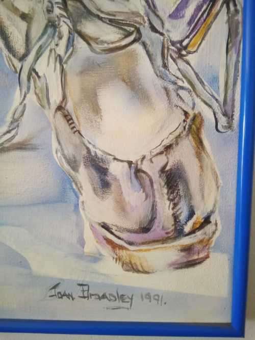 `Ballet Shoes` oil on board by Joan Broadley 61 by 84cm