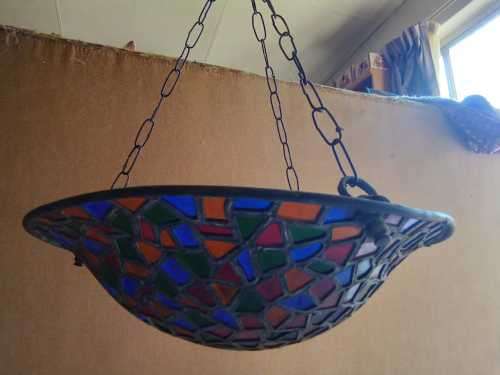 Antique Art Deco 1920s Lead Light Pendant Chandelier 40cm wide 49cm length