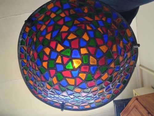 Antique Art Deco 1920s Lead Light Pendant Chandelier 40cm wide 49cm length