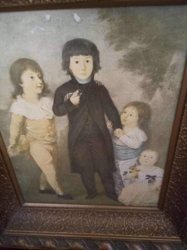 Beautiful Framed Vintage Lithograph of Victorian Children 40cm by 35cm