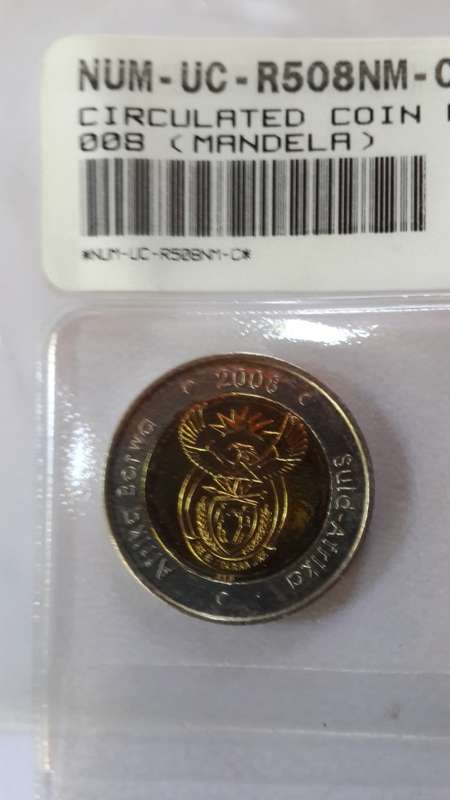 2004 -2 Rand and 5Rand, plus 2008 Madela 5 Rand as issued by SA Mint