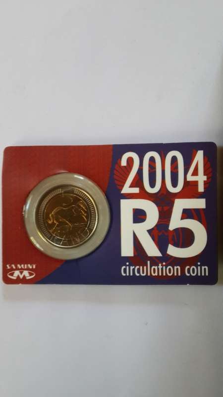 2004 -2 Rand and 5Rand, plus 2008 Madela 5 Rand as issued by SA Mint