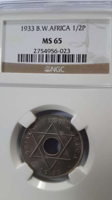 1933--British West Africa - Half Penny - NGC Graded  MS65