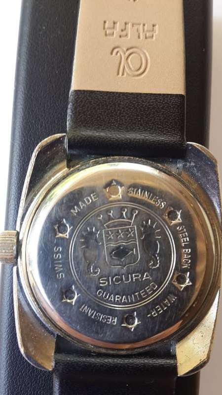 Vintage 1970s Sicura / Collins 17 JLS Swiss Mens Date Watch - Scarce