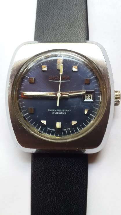 Vintage 1970s Sicura / Collins 17 JLS Swiss Mens Date Watch - Scarce