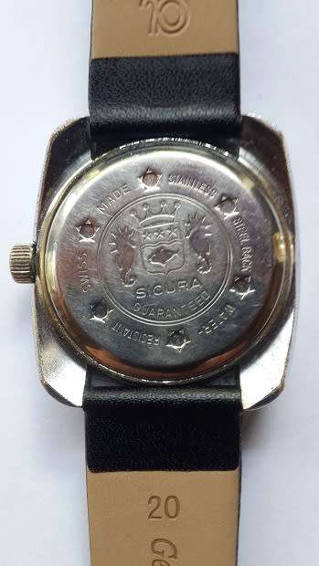 Vintage 1970s Sicura / Collins 17 JLS Swiss Mens Date Watch - Scarce