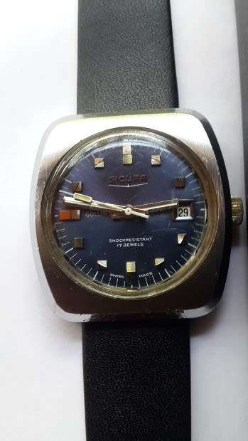 Vintage 1970s Sicura / Collins 17 JLS Swiss Mens Date Watch - Scarce