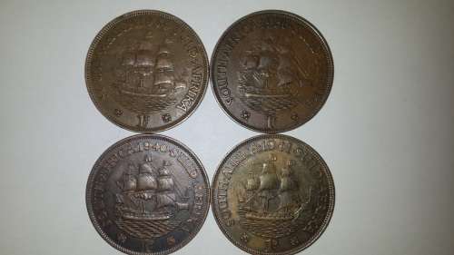 SA Penny Lot - 1934, 1936, 1940 and 1941 - In Good Condition.