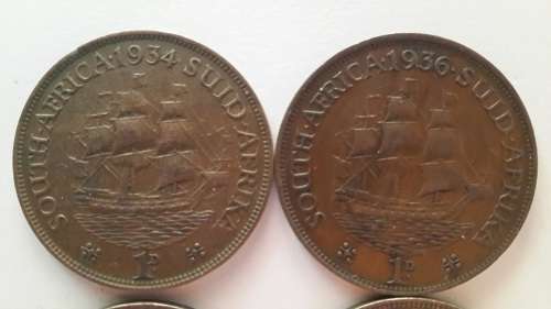 SA Penny Lot - 1934, 1936, 1940 and 1941 - In Good Condition.