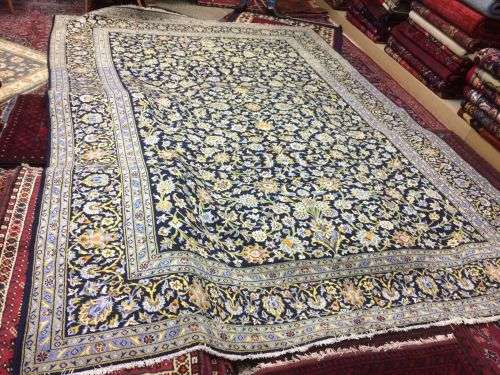 Beautiful rare BLUE Hand woven Kashan 410 x 290 CM ( WITH CERTIFICATE)