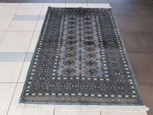 Fantastic Blue Grey BUKHARA PERSIAN CARPET 186 x 126 CM