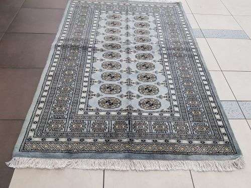 Fantastic Blue Grey BUKHARA PERSIAN CARPET 186 x 126 CM