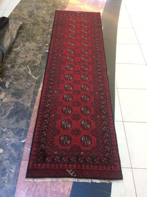 PERSIAN RED AFGHAN RUNNER RUG 282 X 80 CM