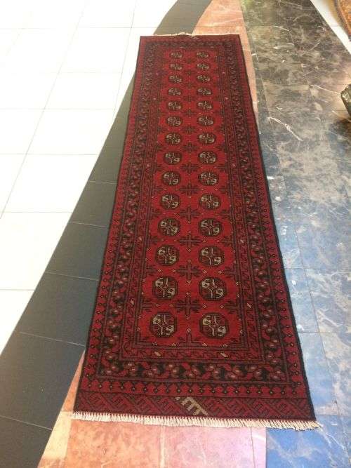 PERSIAN RED AFGHAN RUNNER RUG 282 X 80 CM
