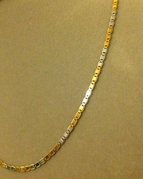 3mm Yellow and White Gold Fashion Necklace - High Quality 9ct Simulated Gold
