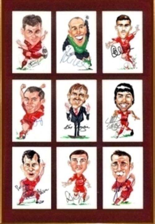 Carling Cup Champions - Liverpool 2011/12 Squad Signed and Mounted Caricature Special