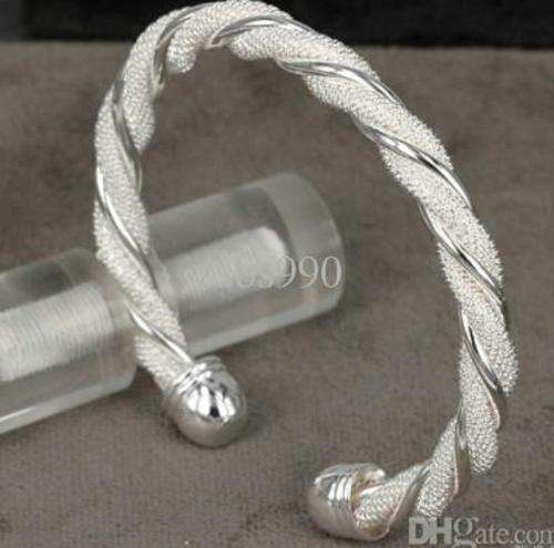 925 Sterling Silver Charm Bracelet Twisted