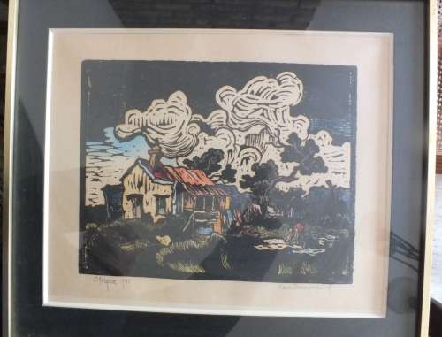 GREGOIRE BOONZAAIER LINO CUT - UNIQUE ARTIST PROOF SIGNED BY GREGOIRE