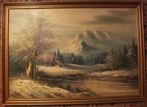 EXTRA LARGE OIL ON CANVASS SIGNED BY ARTIST J ELFORD