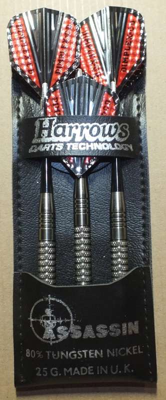 HARROWS ASSASSIN 80% TUNGSTEN NICKEL DARTS IN WALLET 25 gm (Made in England)