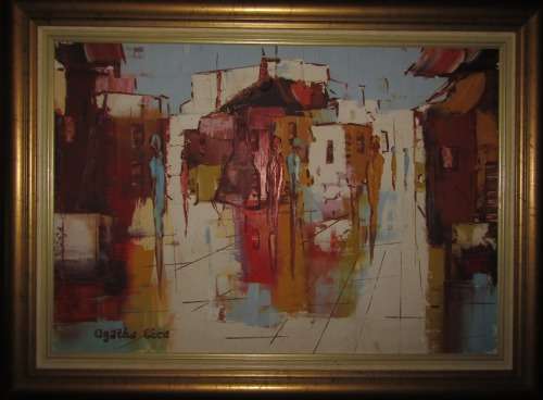 FRAMED AGATHA GIRD OIL ON BOARD #2