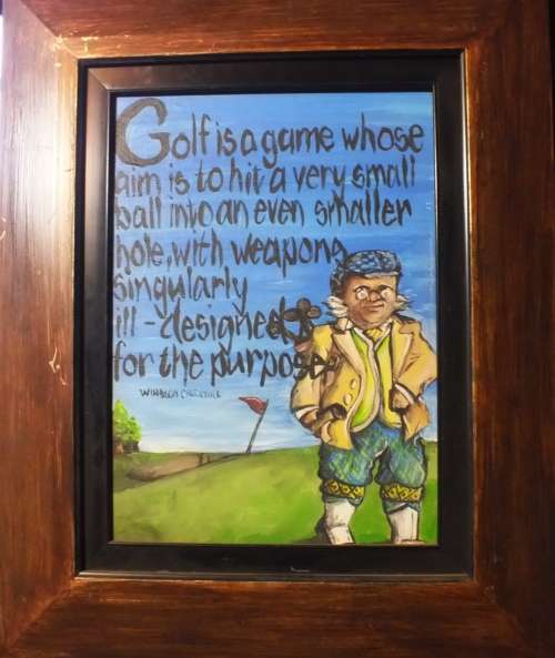 Golfer on Stretched Canvas - Framed - For the Golfer`s Mancave