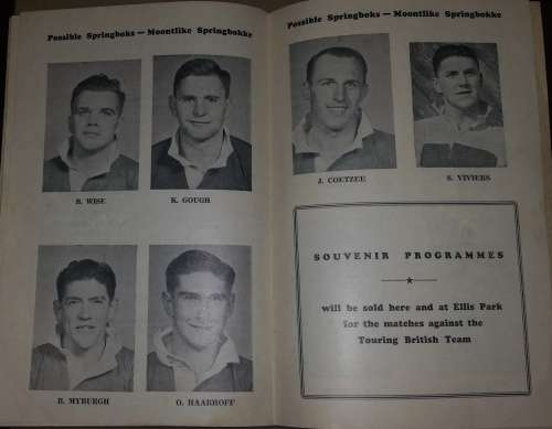 SPRINGBOK TRIALS 18 JUNE 1955 AT PAM BRINK STADIUM OFFICIAL PROGRAMME VERY SCARCE
